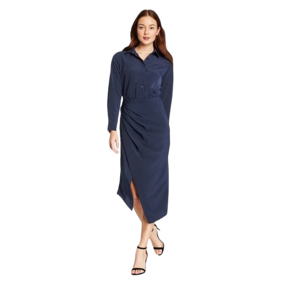 NWT CUSHNIE x Target Collab Navy Blue Wrap Shirtdress